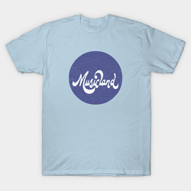 Retro 70s Style Musicland Record Store Logo T-Shirt by Turboglyde